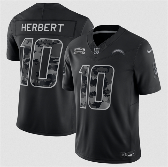 Youth Black Los Angeles Chargers #10 Justin Herbert 2026 Salute to Service Limited Stitched Football Jersey(Run Small)